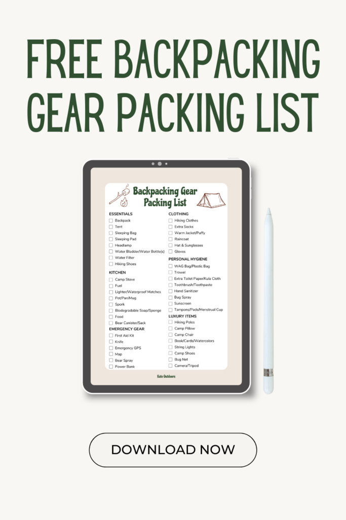 Free backpacking gear packing list download.