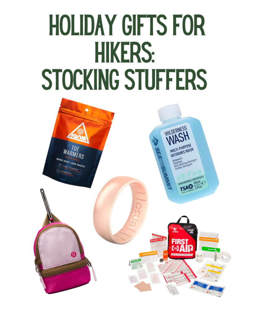 Holiday gifts for hikers, featuring stocking stuffers.