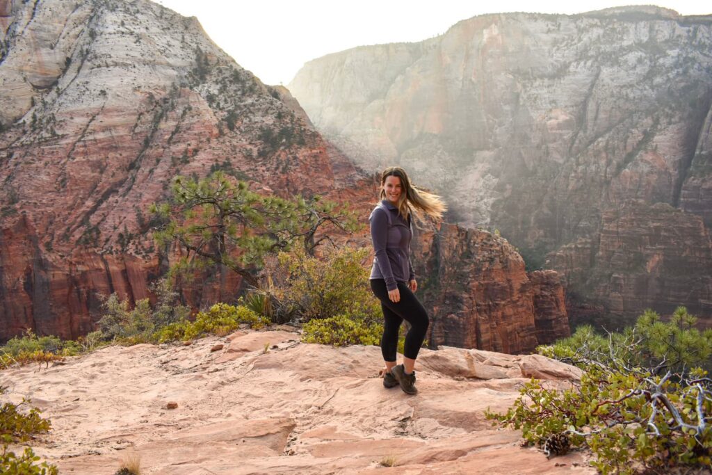 Woman hiking in Zion.